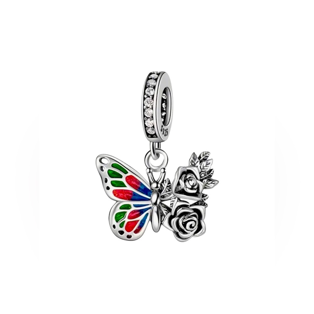 S925 Butterfly Rose Wing Charm Pandora Style